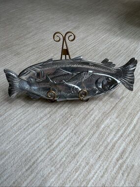 Arthur Court Aluminum Fish Tray, 1993 Solid Aluminum Salmon Trout Platter